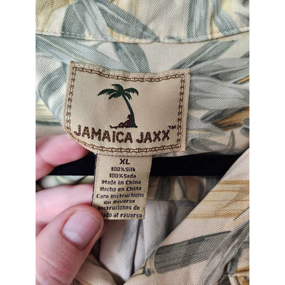Jamaica Jaxx Mens Button Shirt Hawaii Aloha Short Sleeve 100% Silk Collar XL - Picture 5 of 5